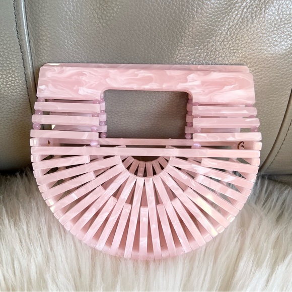 Cult Gaia Acrylic Ark Clutch Mini Top Handle Bag Pink Cocktail Party Wedding
